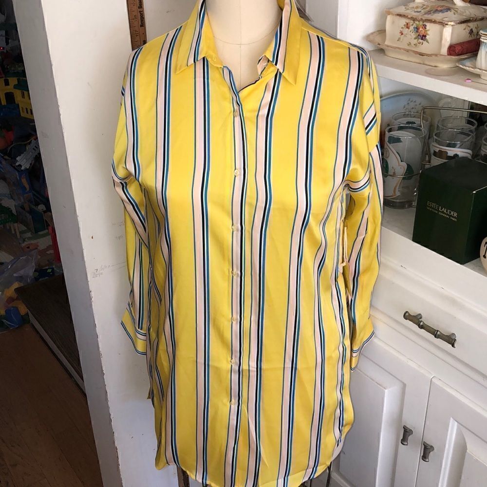 Cote de Azur Nautical Strip Beach 🏖 Shirt & Coverup. Tunic length Polyester.